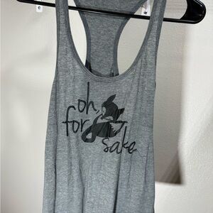 Oh For Fox Sake Gray Graphic Tank Top Racerback XL Funny Tee